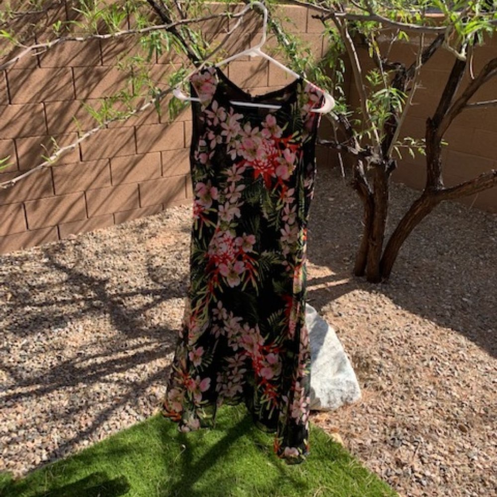 Tommy Hilfiger Black Flowered Sleeveless Dress
